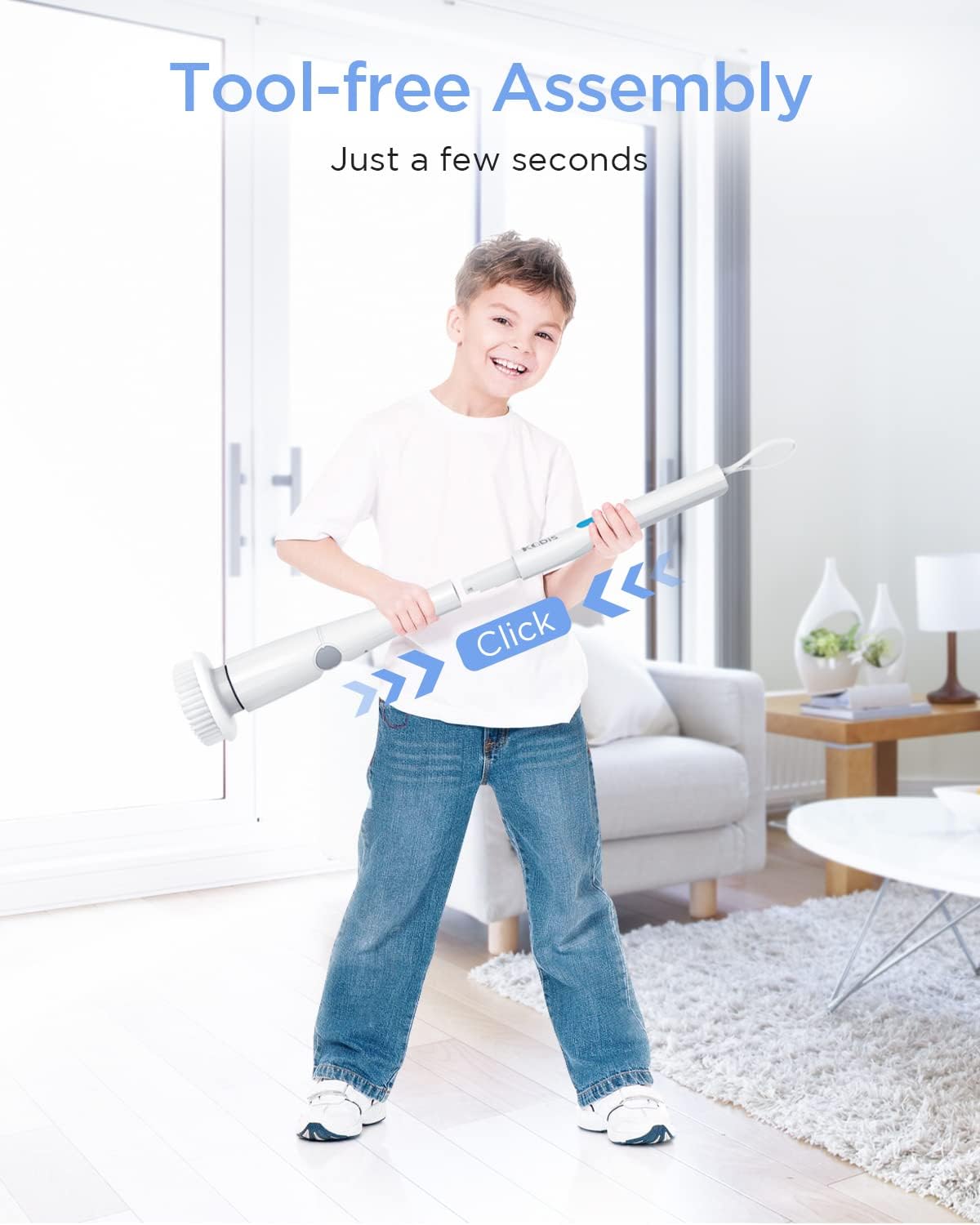 KGDJS Electric Spin Scrubber Cordless with 4 Brush Heads and Extension Arm, Pack of 2 K7280