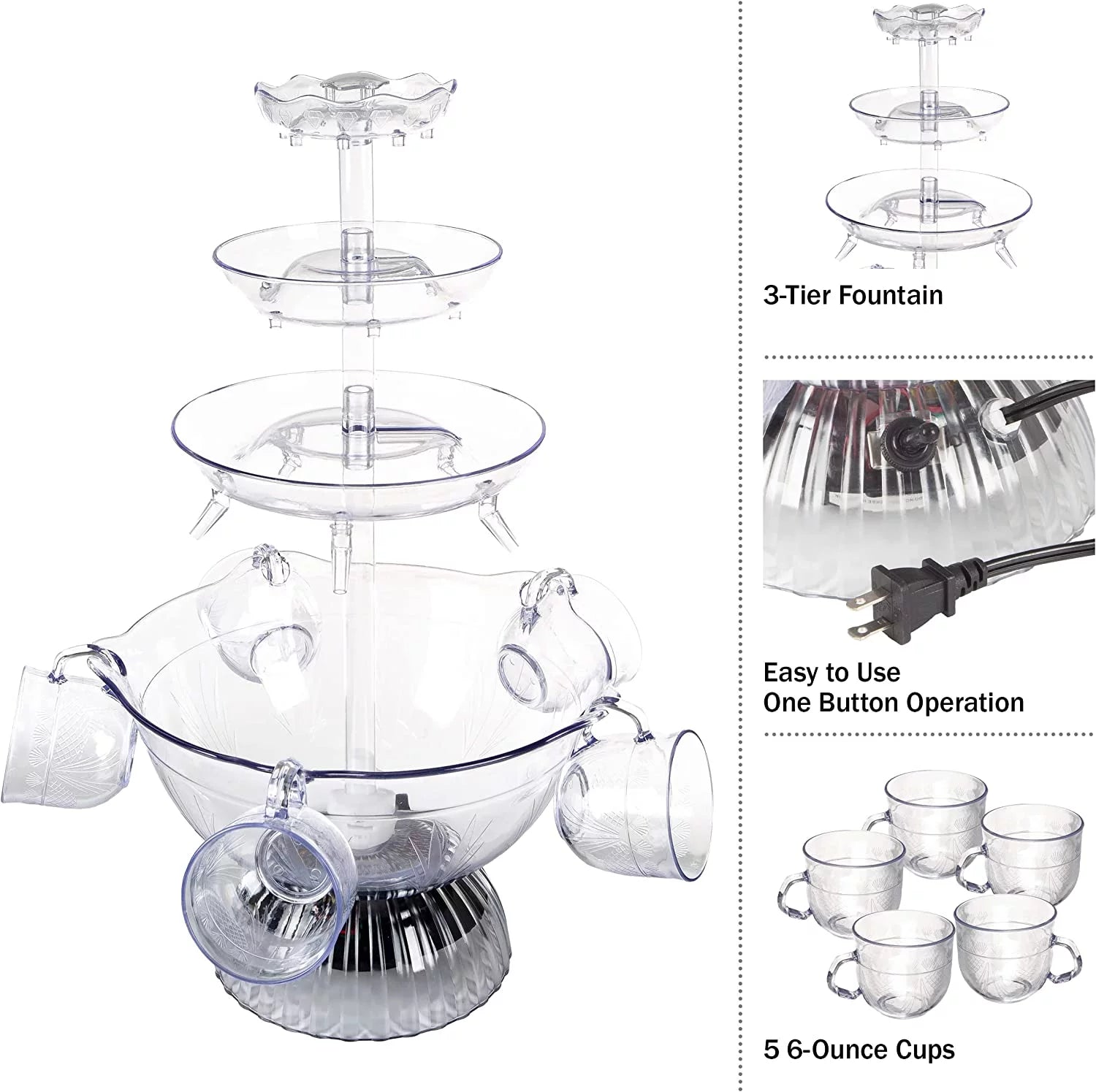 Great Northern Party 3-Tier Clear Drink Dispenser with Lighted Base Q772