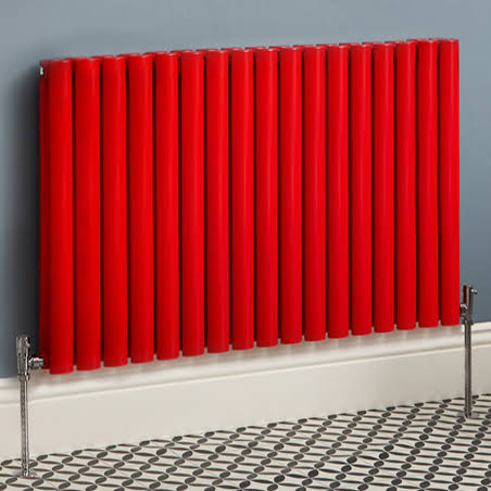 Hudson Reed Revive Hot Water Radiator, Horizontal European Design, Red C53062