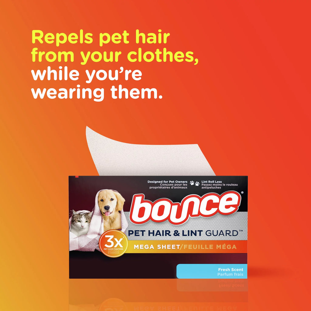 Bounce Pet Hair and Lint Guard Mega Dryer Sheets, Fresh Scent, 160 Ct W627