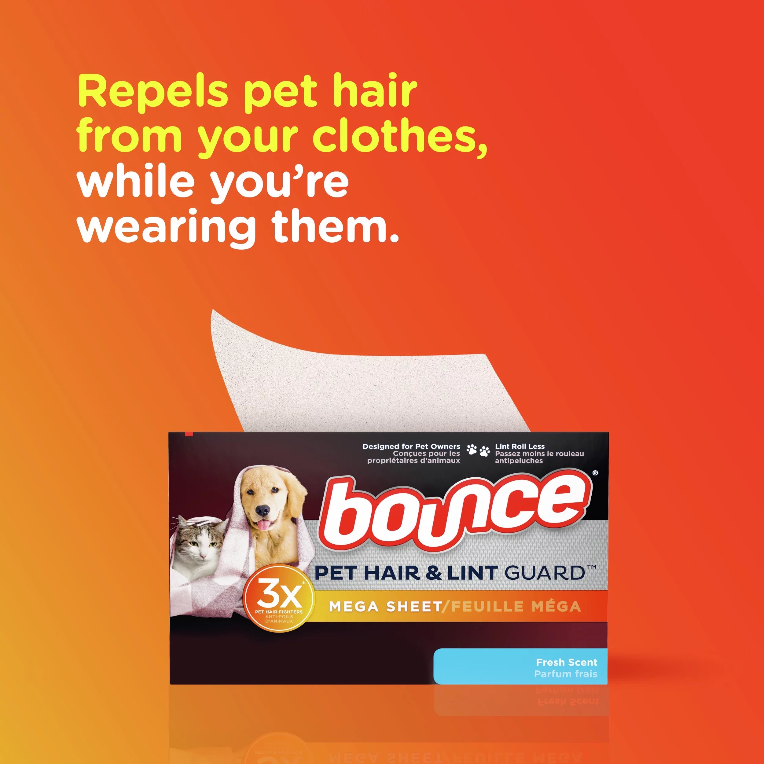 Bounce Pet Hair and Lint Guard Mega Dryer Sheets, Fresh Scent, 160 Ct W627