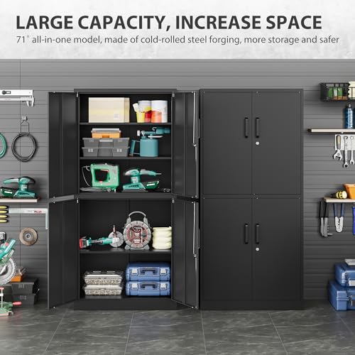 SISESOL Metal Storage Cabinet with 2 Adjustable Shelves, 36" H E162