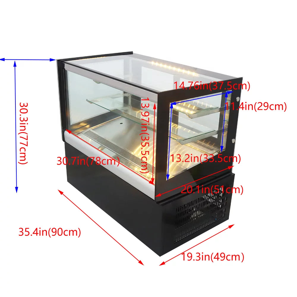 INTSUPERMAI 35" Refrigerated Cake Showcase Display Case with Back Sliding Door H90326