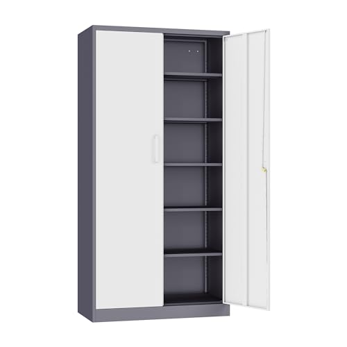 SISESOL Metal Storage Cabinet with 2 Adjustable Shelves, 36" H E162