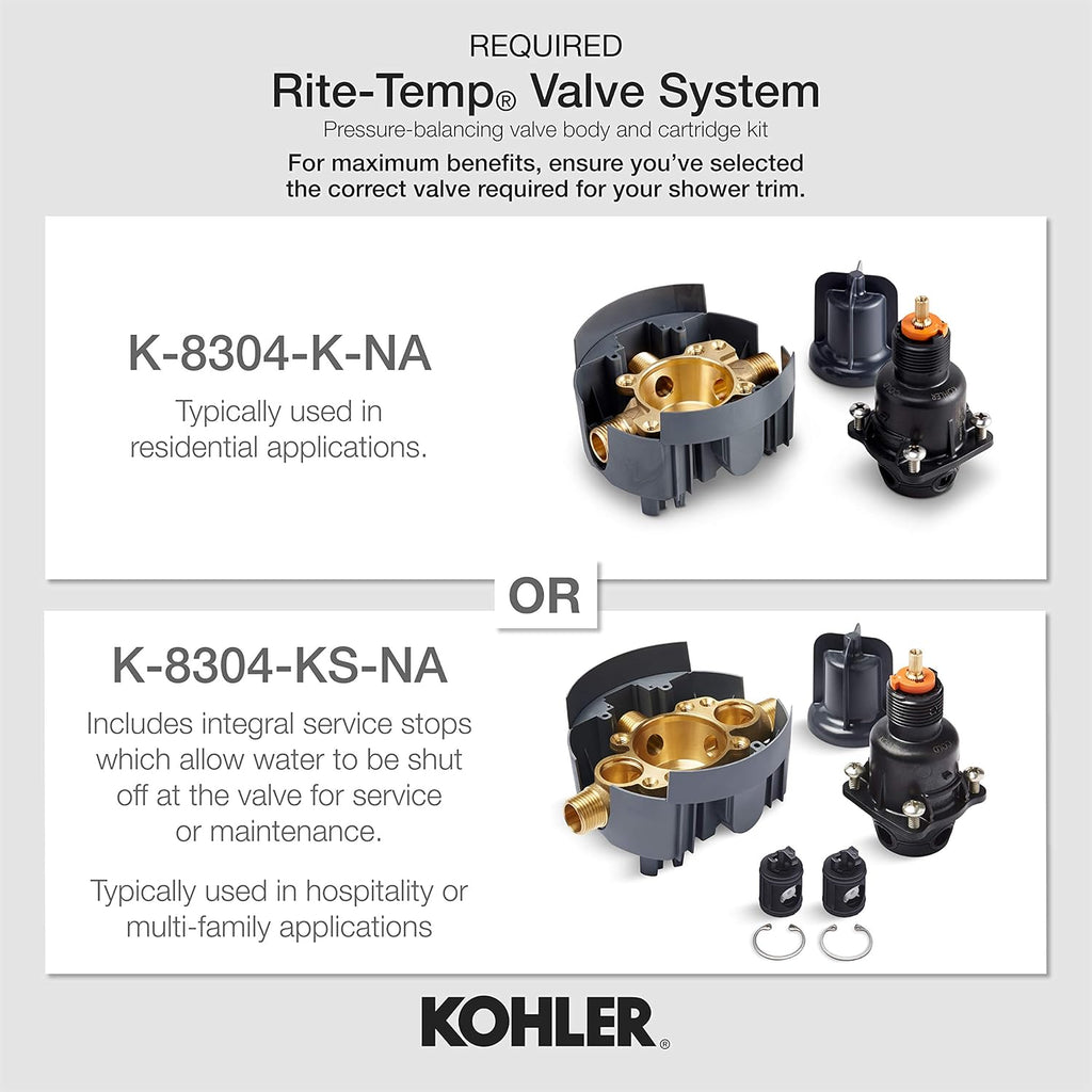 KOHLER TS78015-9-CP Components Valve Trim, Polished Chrome V913487