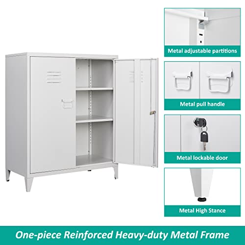 SISESOL Metal Storage Cabinet with 2 Adjustable Shelves, 36" H E162