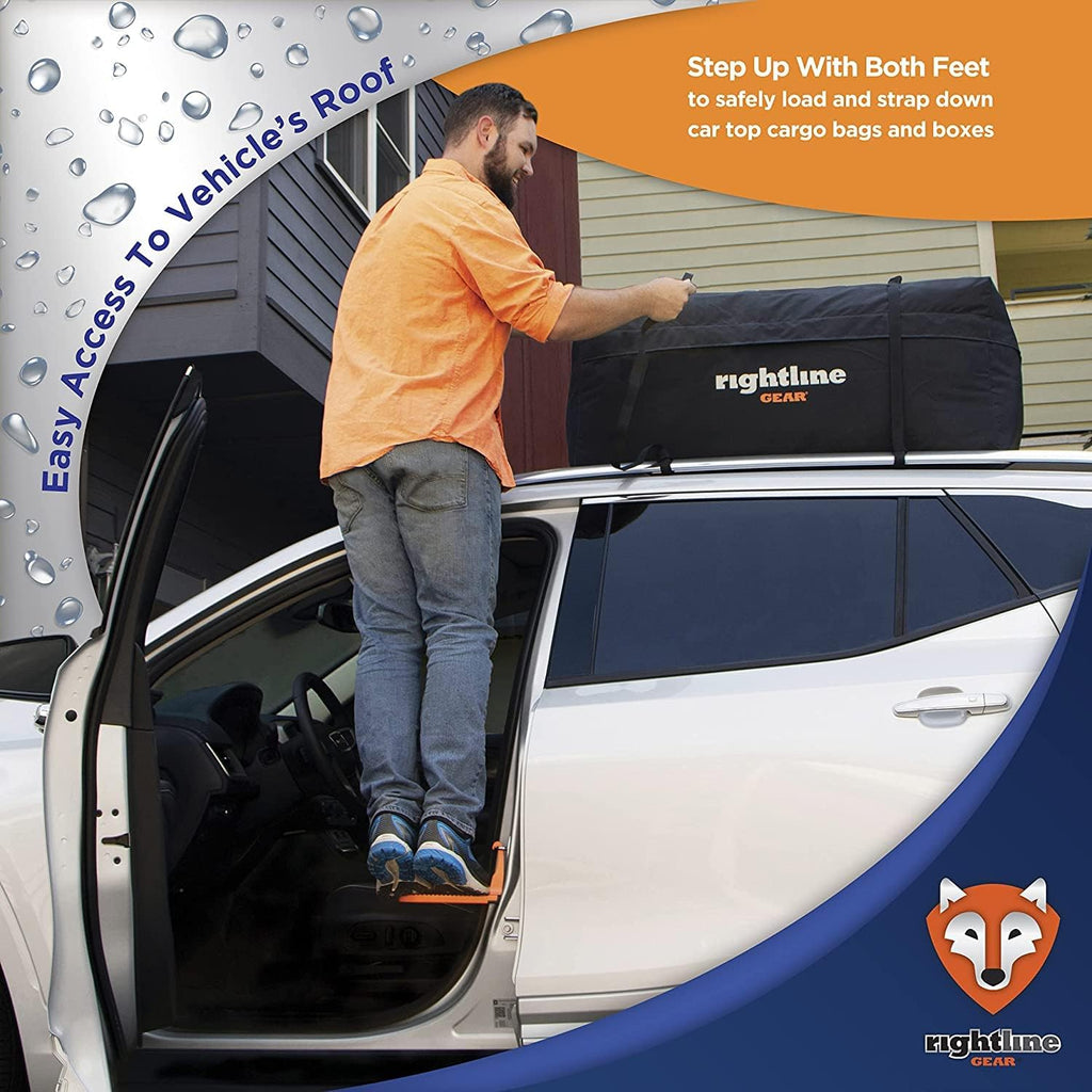 Rightline Gear Range 3 Car Top Carrier & Moki Door Step Bundle, Water-Resistant, 18 Cu. Ft. F1392