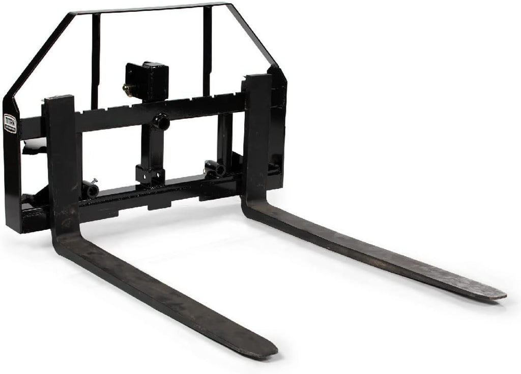 Titan 60-in Pallet Fork Hay Frame Attachment with Rack, Receiver Hitch, Spear Sl