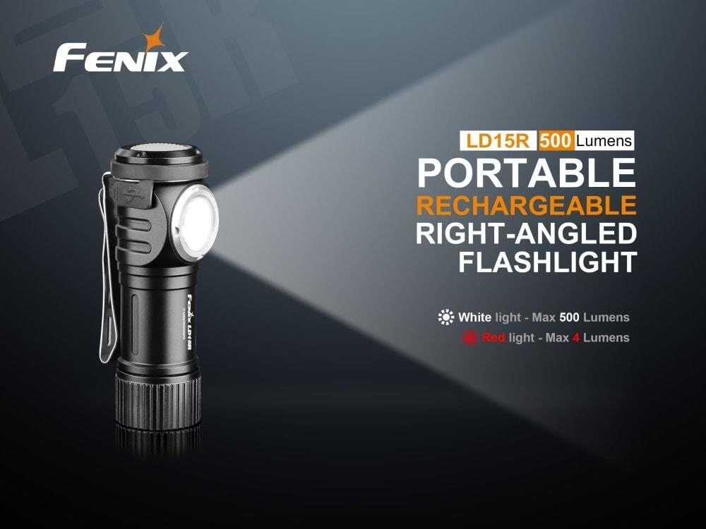 FENIX LD15R 500 Lumen USB Rechargeable Right Angle Flashlight with Charging Cable, 2-Pack Y862