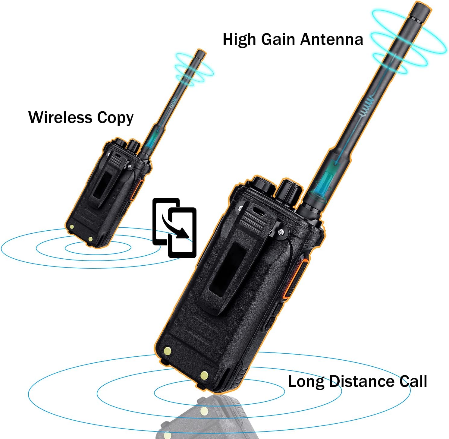 Retevis RT86 Two Way Radios Long Range Rechargeable 2600mAh with Shoulder Mic (4 Pack) O392380