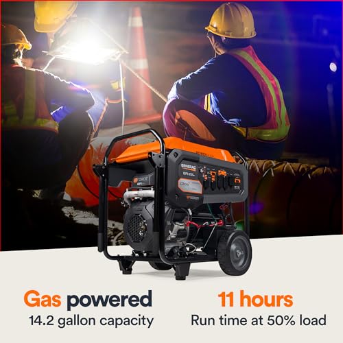 Generac 8000-Watt Gas-Powered Portable Generator with Electric Start, Orange/Black H399