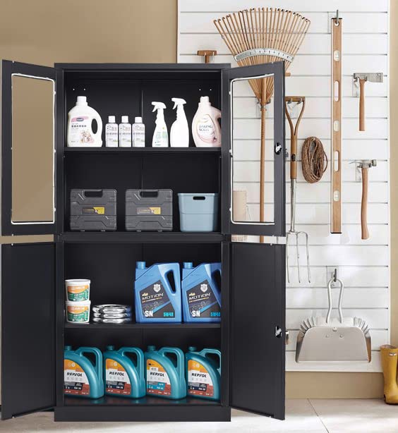 SISESOL Metal Storage Cabinet with 2 Adjustable Shelves, 36" H E162