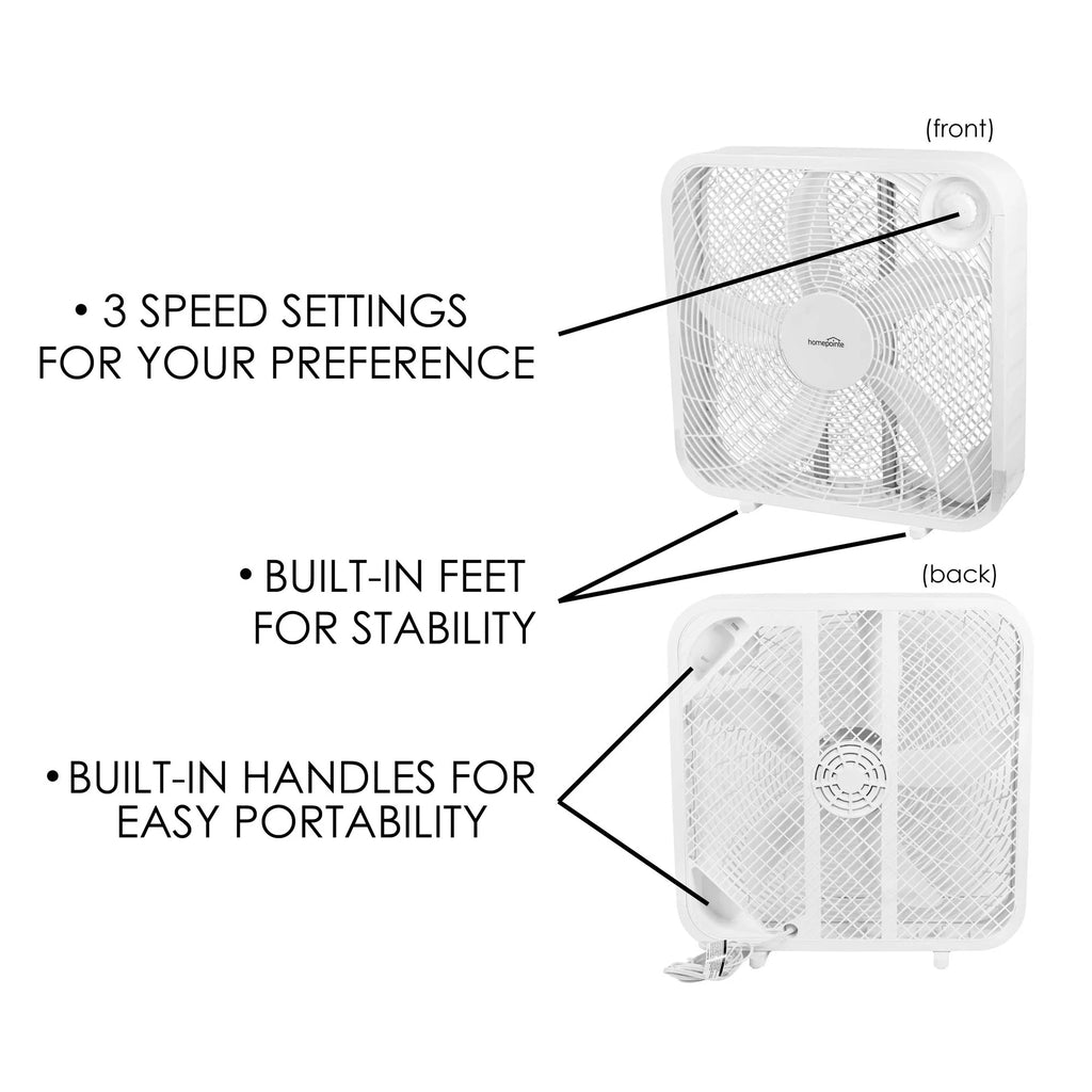 Westpointe Electric Square Box Fan, White, 20" Q9684