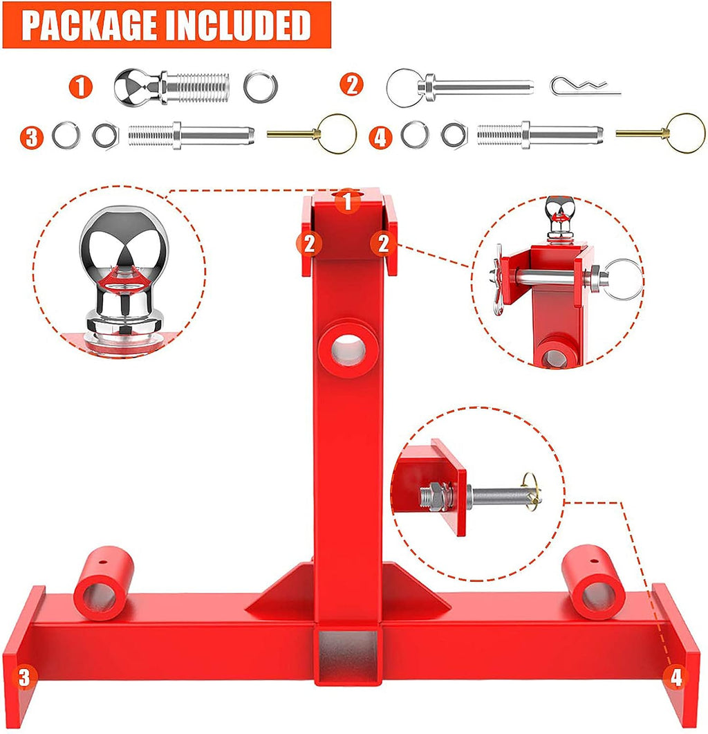Sulythw 3 Point Trailer Hitch with 2" Receiver for Category 1 Tractors Z60761