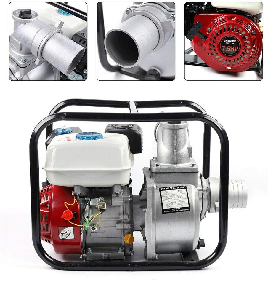 DNYSYSJ 3 Inch Gasoline Water Pump, 210CC Semi-Trash Clean Water Transfer Pump C41033