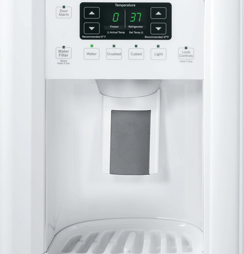 GE Appliances GSS23GGKWW 33 Inch Freestanding Side by Side Refrigerator White C938