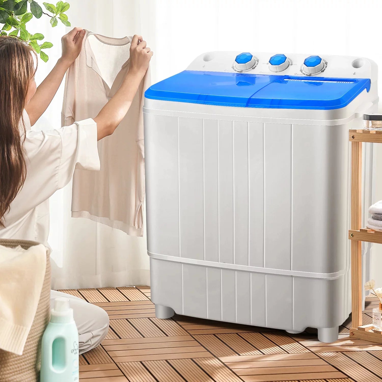 Qhomic Mini Washing Machine 11lbs Washer & 6.6lbs Spin Dryer Combo G771