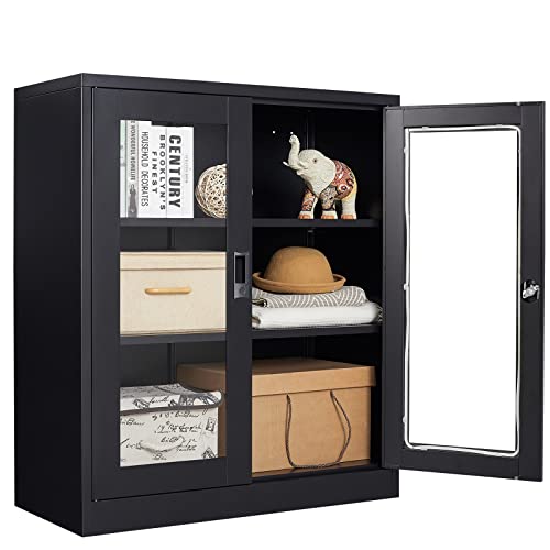 SISESOL Metal Storage Cabinet with 2 Adjustable Shelves, 36" H E162