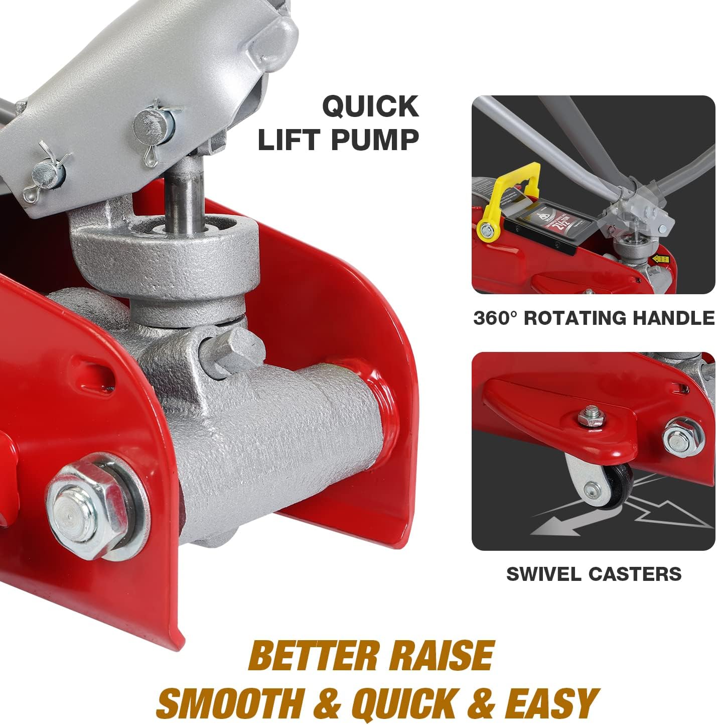 JackBoss Torin Hydraulic Low Profile Floor Jack 2.5 Ton with Storage Case, Red R264015