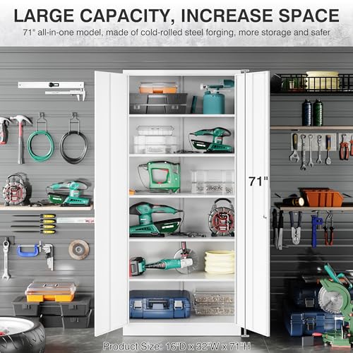 SISESOL Metal Storage Cabinet with 2 Adjustable Shelves, 36" H E162