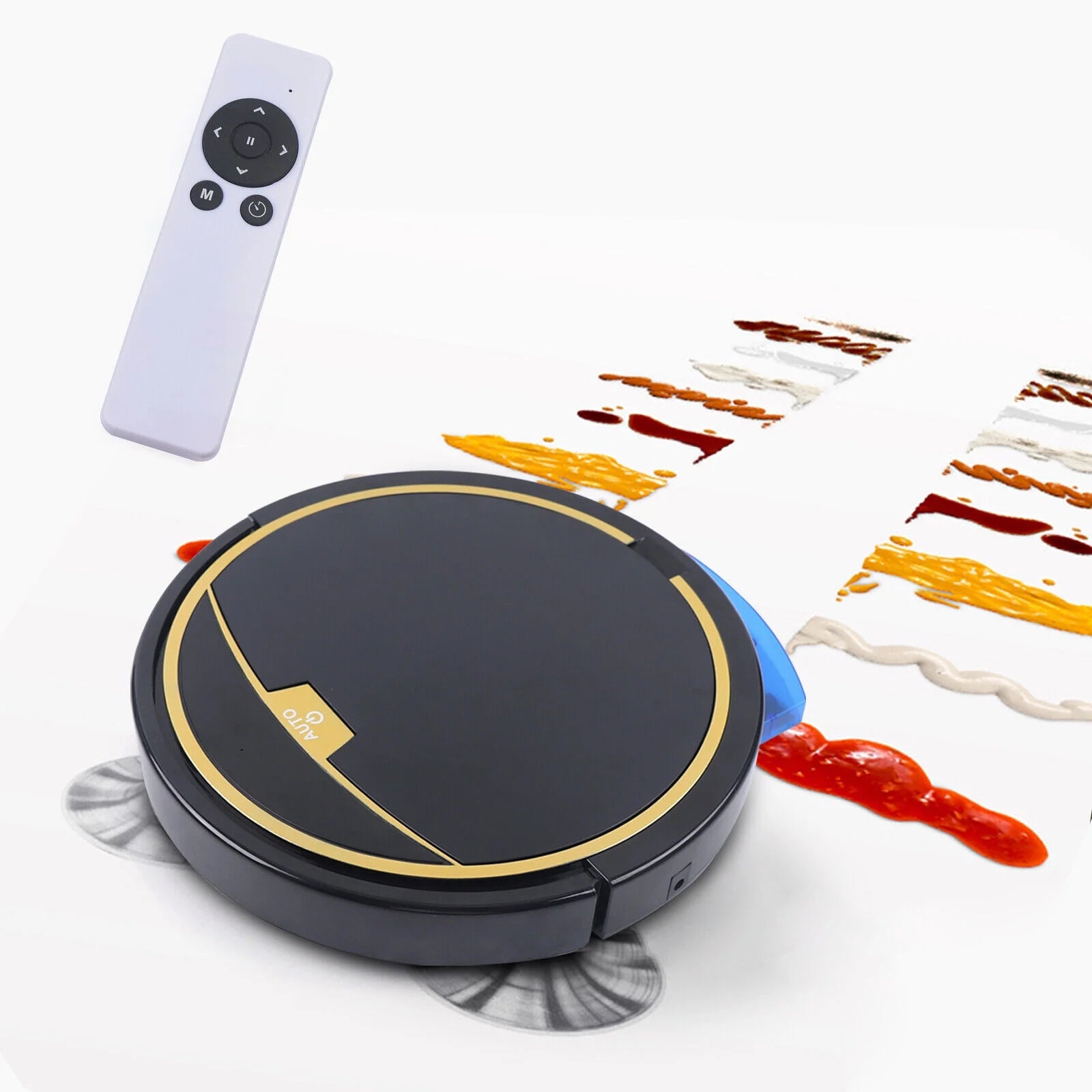 15W Rechargeable Robot Vacuum Cleaner with Mop, Black D500