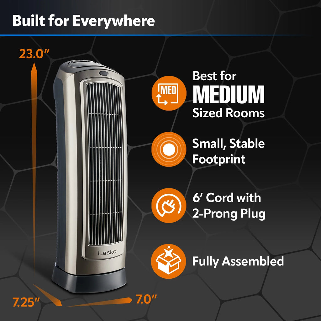 Lasko 23" 1500W Oscillating Ceramic Space Heater with Remote F14363