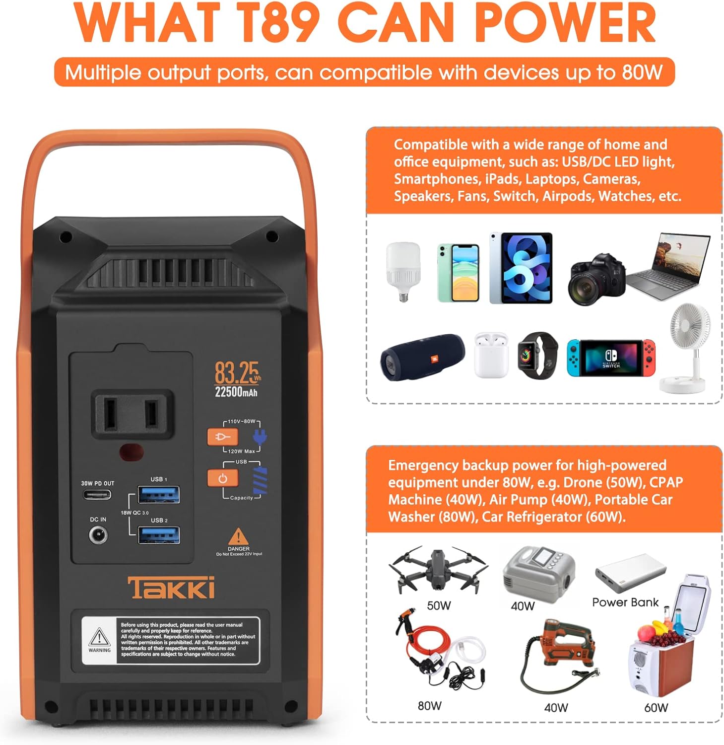 83Wh Portable Power Station Solar Generator with 110V AC Outlet N703771