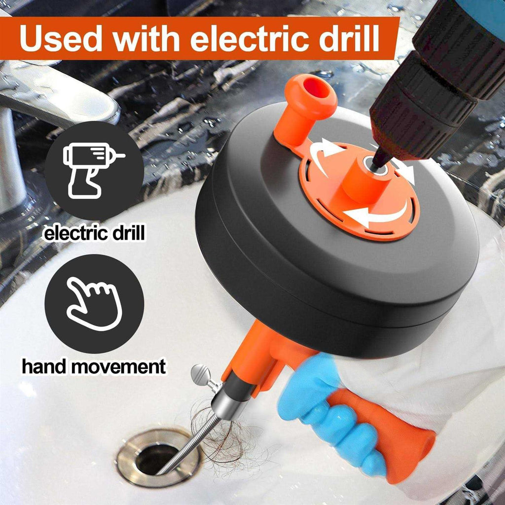 Drain Auger Plumbing Snake with Drill Adapter, Heavy Duty Flexible Steel N9901