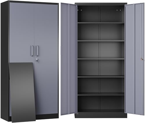 SISESOL Metal Storage Cabinet with 2 Adjustable Shelves, 36" H E162