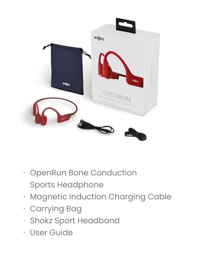 SHOKZ OpenRun Open-Ear Bone Conduction Sport Headphones, Sweat Resistant, Black B872