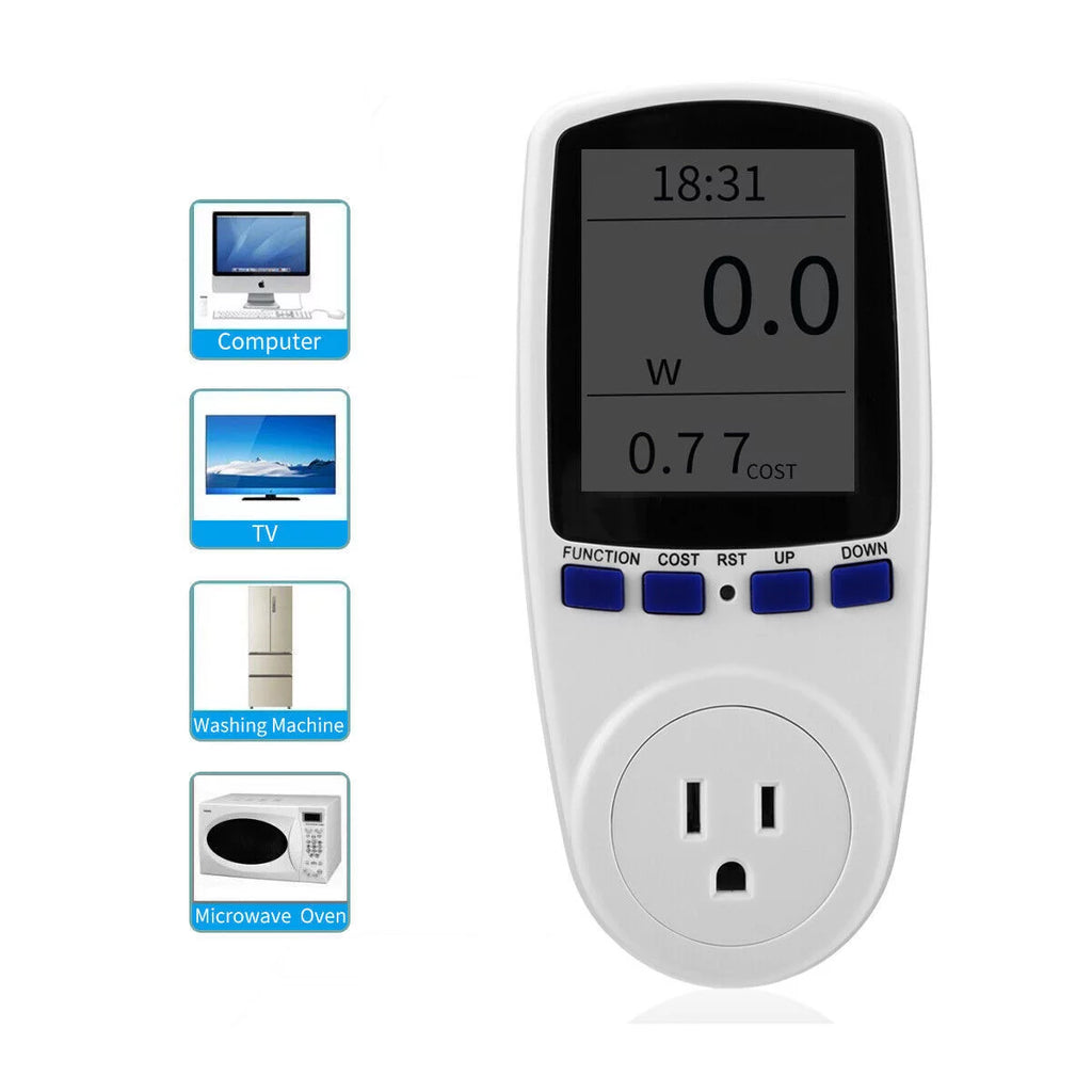 Home Electricity Usage Monitor Plug-in Socket Watt Meter B11017