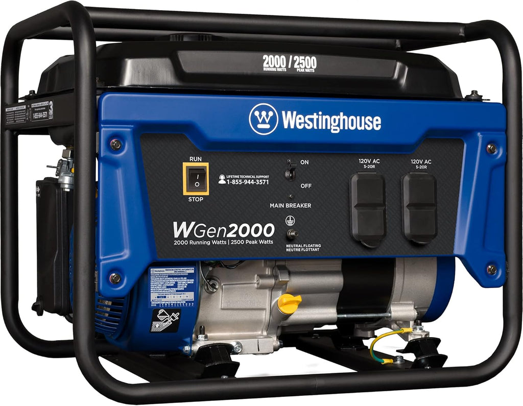 Westinghouse WGen3600 Portable Generator 3600 Rated Watts and 4650 Peak Watts, RV Ready, Gas Powered, CARB Compliant