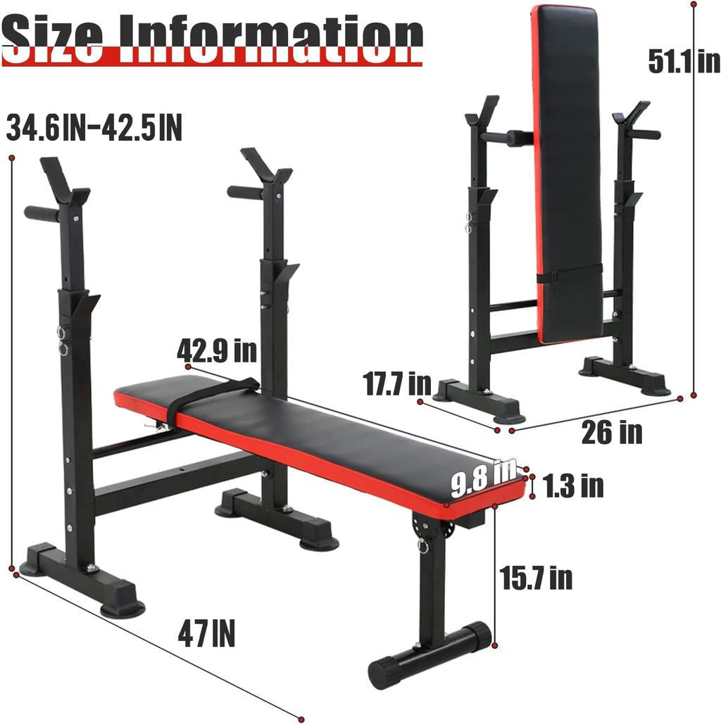 PayLessHere Adjustable Weight Bench with Barbell Rack for Home Gym L446
