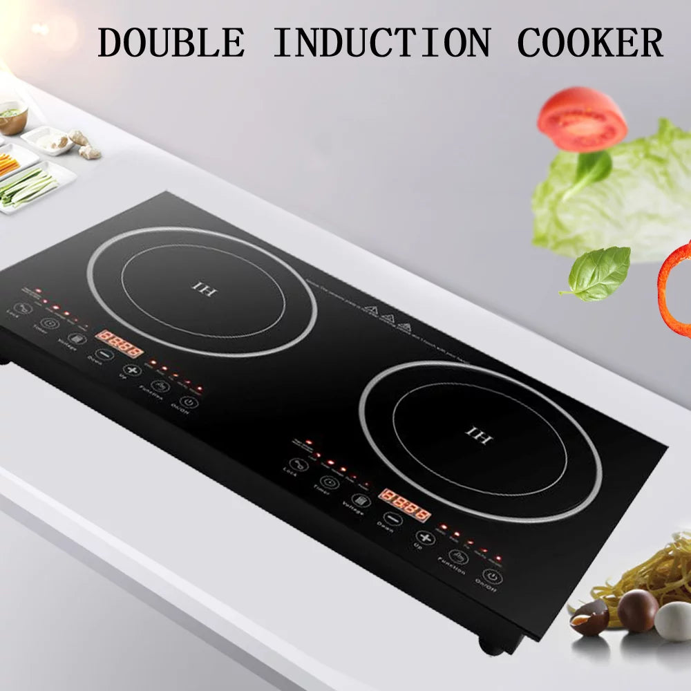 Portable Electric Induction Cooktop, 2-Burner Tempered Glass, 2400W R29024