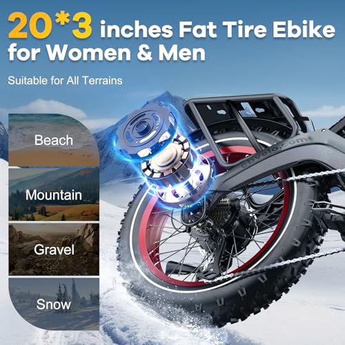 1000W Folding Electric Bike 48V 20.8AH Removable Battery 20" Fat Tire for Adults A175