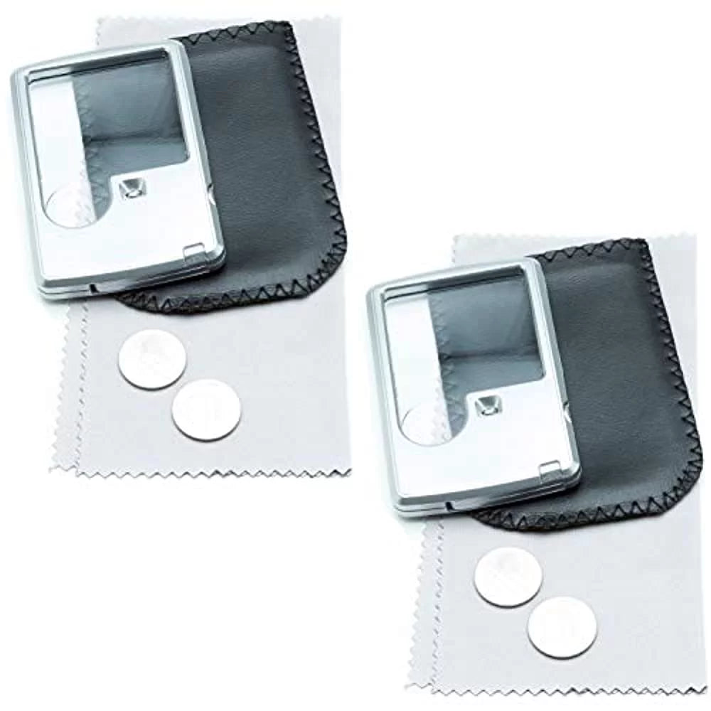 His and Her Pocket Magnifier with Light Bundle - 2 Pack, 3X & 6X O896868