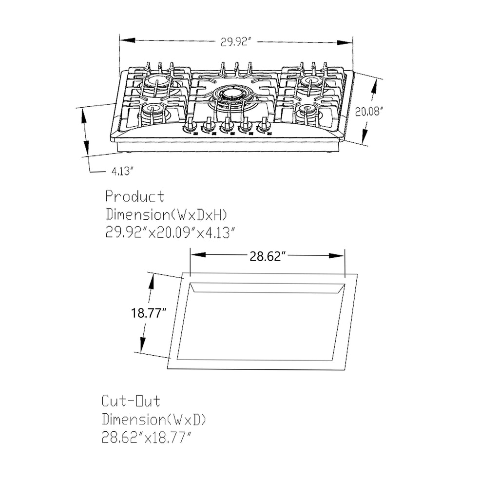 Empava 30 in. Built-in Gas Cooktop 30GC5B70C Q4635