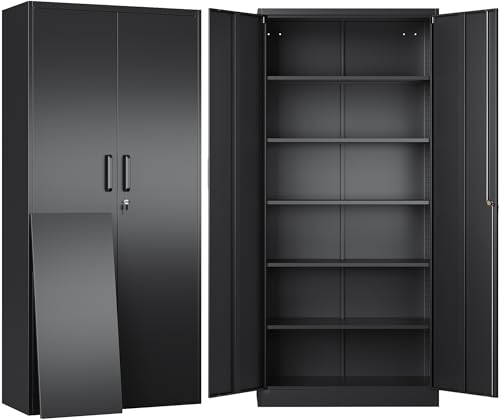 SISESOL Metal Storage Cabinet with 2 Adjustable Shelves, 36" H E162