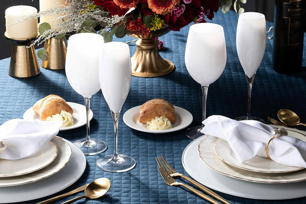 Toasting Flute Glasses Set of 6 Crystal - White - 11 oz A64526