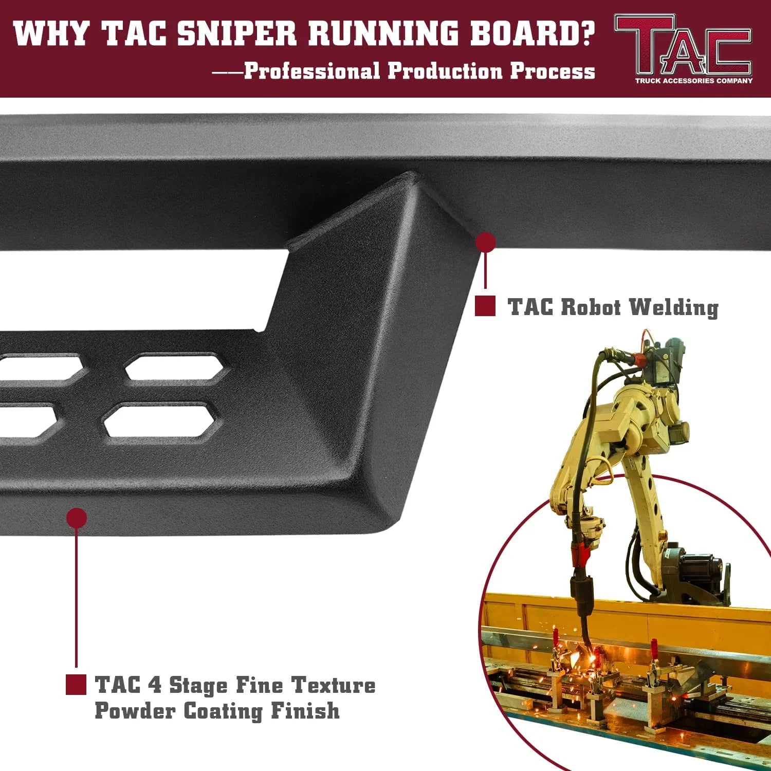 TAC Sniper Running Boards Compatible with 2021-2024 Ford Bronco 4 Door, 4" Drop Black Side Steps V6794