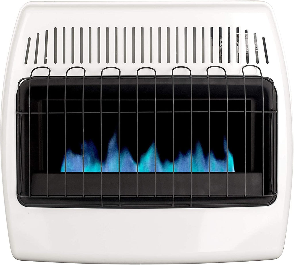 UTY 30,000 BTU Propane / Natural Gas Wall Heater for Indoor Use - Dual Fuel, Vent-Free, White, 28 x 11 x 24 inches