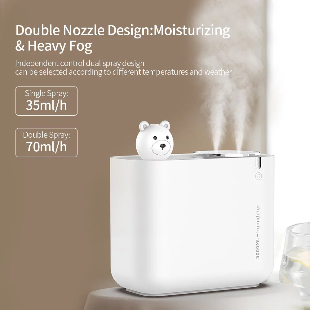Cool Mist Humidifier 3L Ultrasonic for Bedroom & Nursery, Auto Shut-Off, White T325