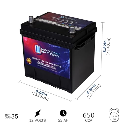 Mighty Max Battery MM-H5 Start and Stop Car Battery, Group Size 47, 12V 60 AH, AGM E711958