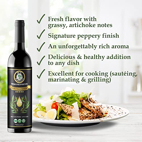 M.G. PAPPAS High Polyphenol Extra Virgin Olive Oil, Cold Pressed & Unfiltered, 12.7 oz O81138