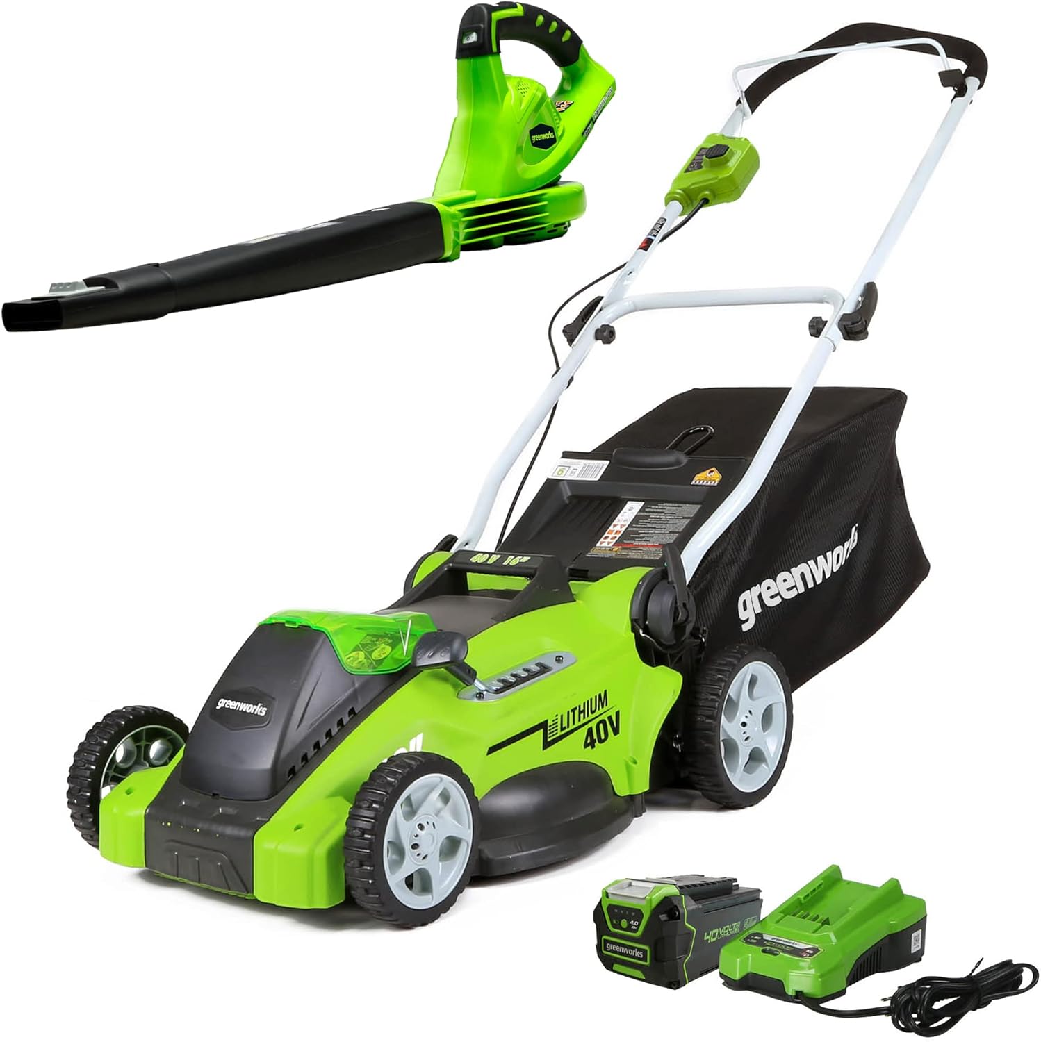 Greenworks 40V 21" Brushless Self-Propelled Lawn Mower with 2 x 4Ah Batteries and Charger V13415