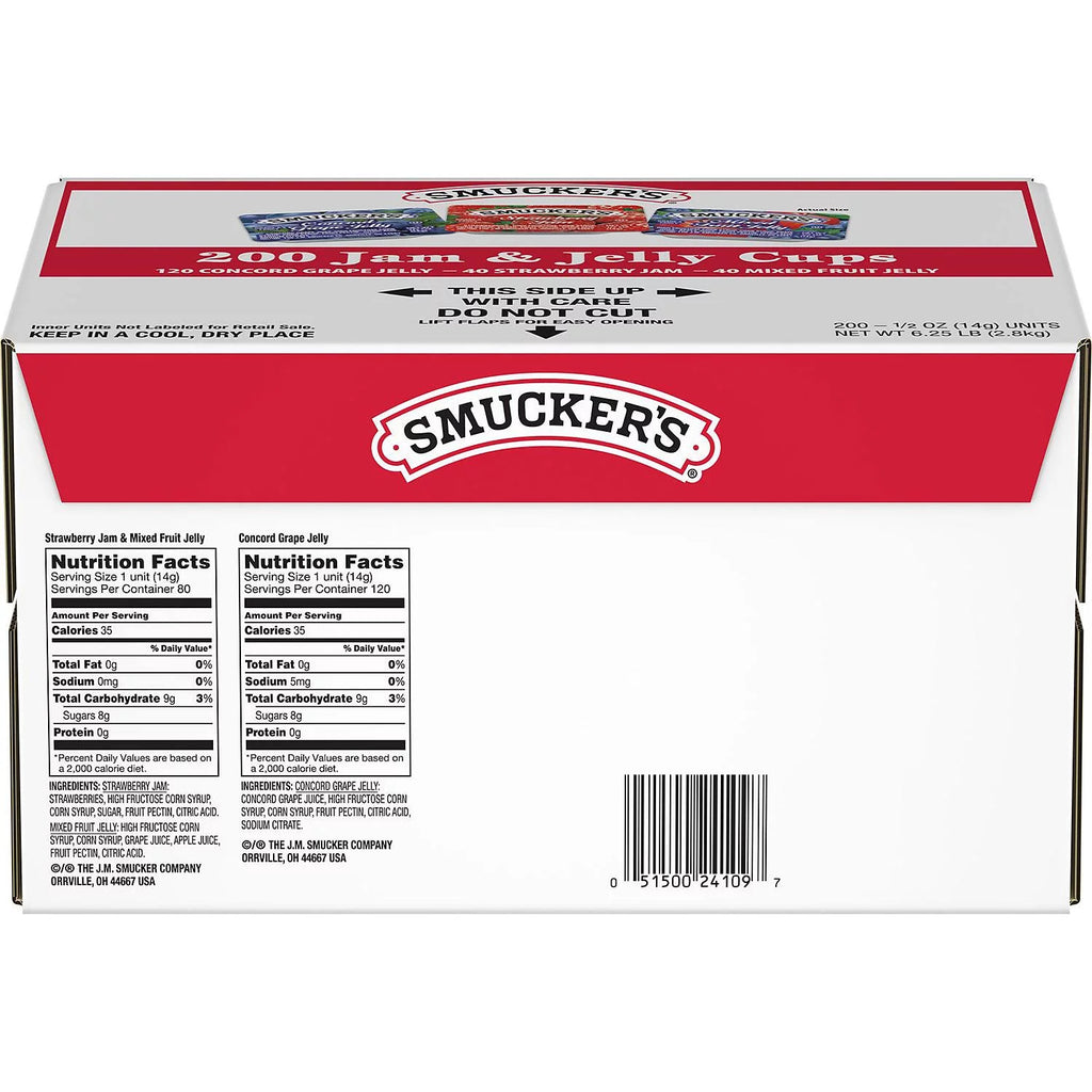 Smucker's Assorted Jelly Cups 0.5 oz, 200 Count E734528