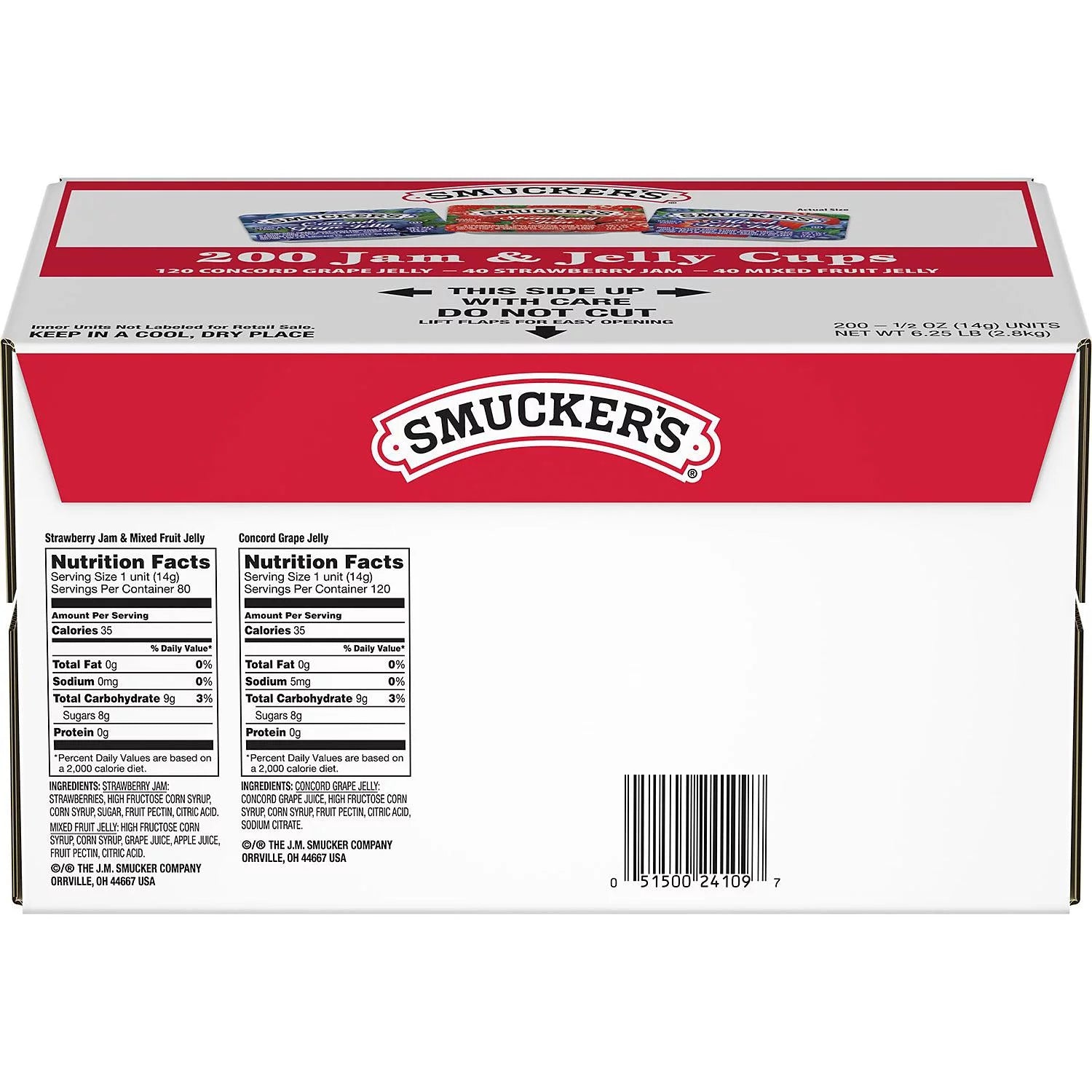 Smucker's Assorted Jelly Cups 0.5 oz, 200 Count E734528