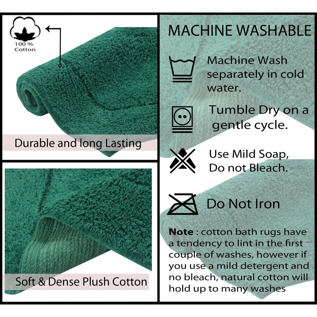 Home Weavers Waterford Collection 100% Cotton Tufted Bath Rug 5 Piece Set, Bottle Green E841409