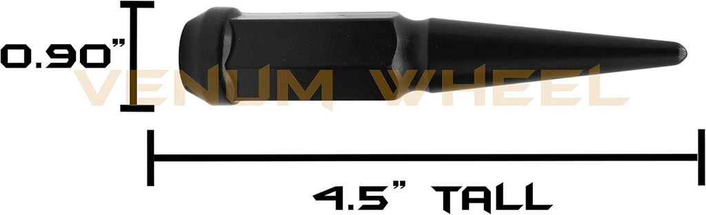 Venum 20 Pc 1/2"-20 Black Solid Spike Metal Lug Nuts with Key U9869