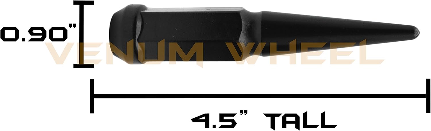 Venum 20 Pc 1/2"-20 Black Solid Spike Metal Lug Nuts with Key U9869